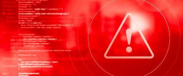 Red abstract background with warning sign